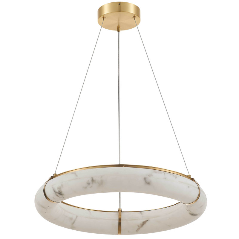 Suspension circulaire DEL Gyanna, 71.25" H x 23.75" W x 23.75" D, Aged Brass, 4200 lm, 56 Watts