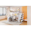 Lit mezzanine avec 7 tiroirs, 2 tablettes et un bureau-110899427