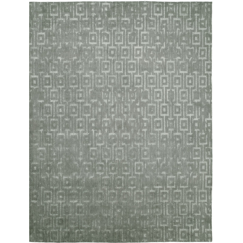 Tapis gris géométrique tissé à la main, Tapis de couloir beige