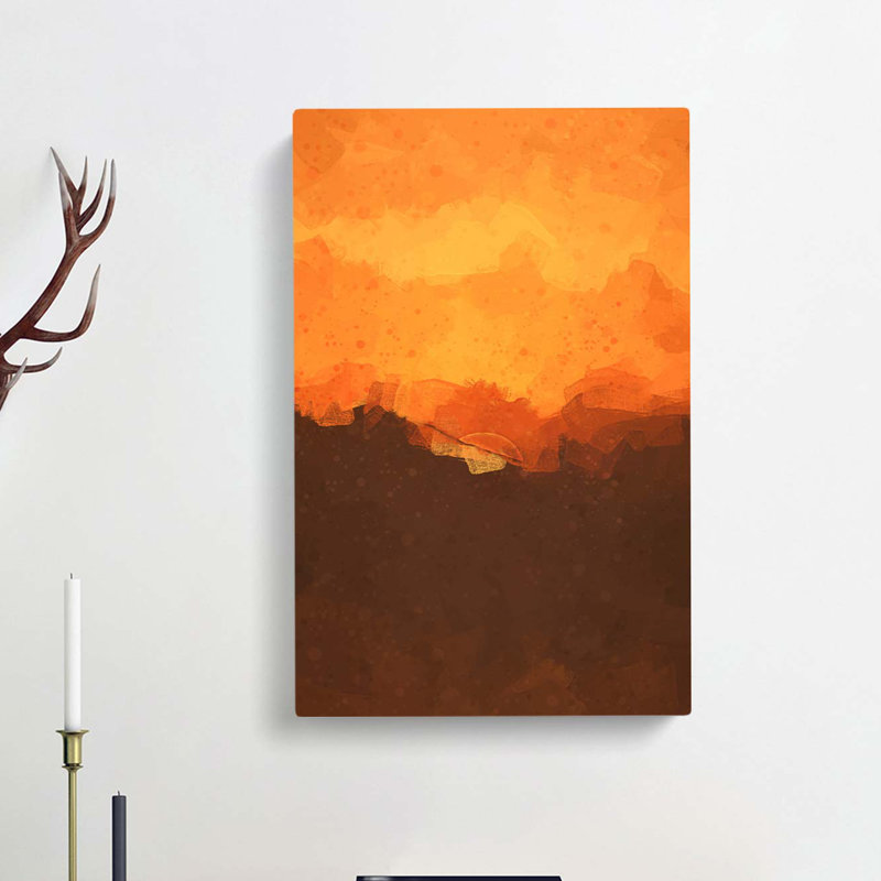 Orange Sunset Abstract Art - Wrapped Canvas Print, 60cm H x 40cm W x 3cm D