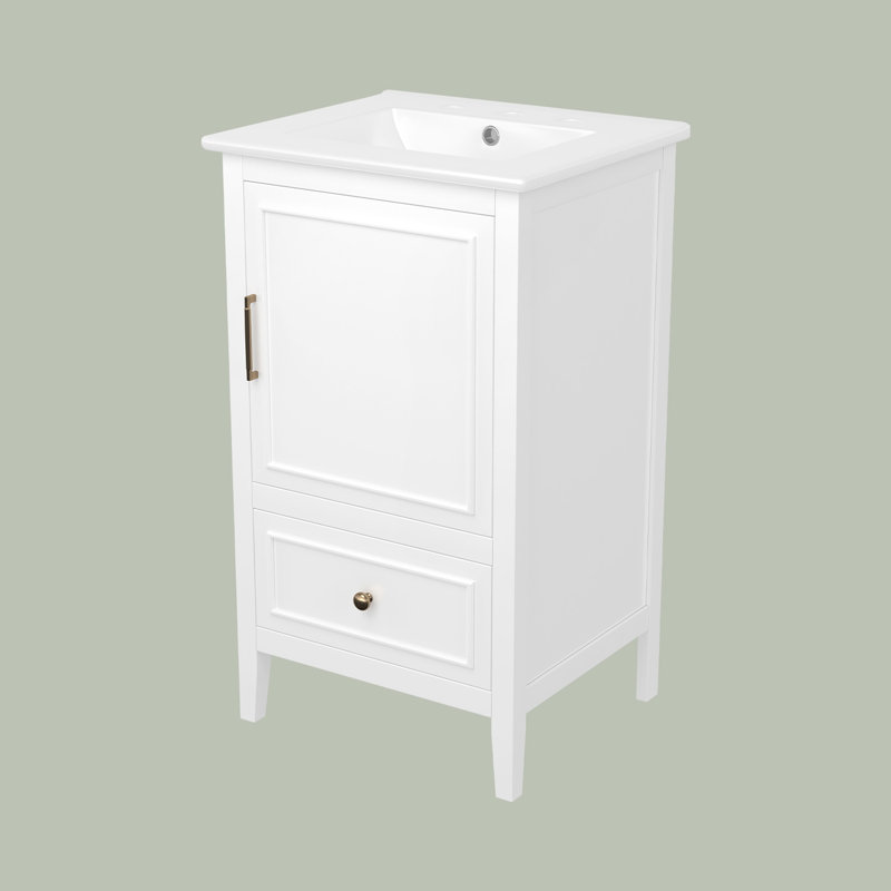 20" Bathroom Vanity Cabinet With Sink, White