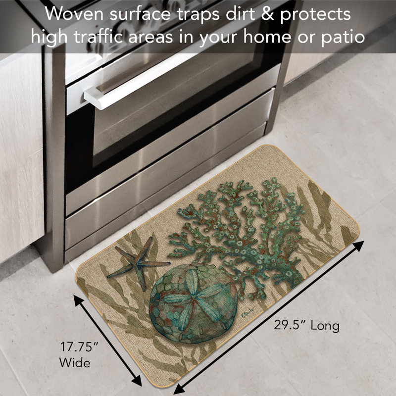 Crescent Beach Shells Linen Look Indoor/Outdoor Floor Mat