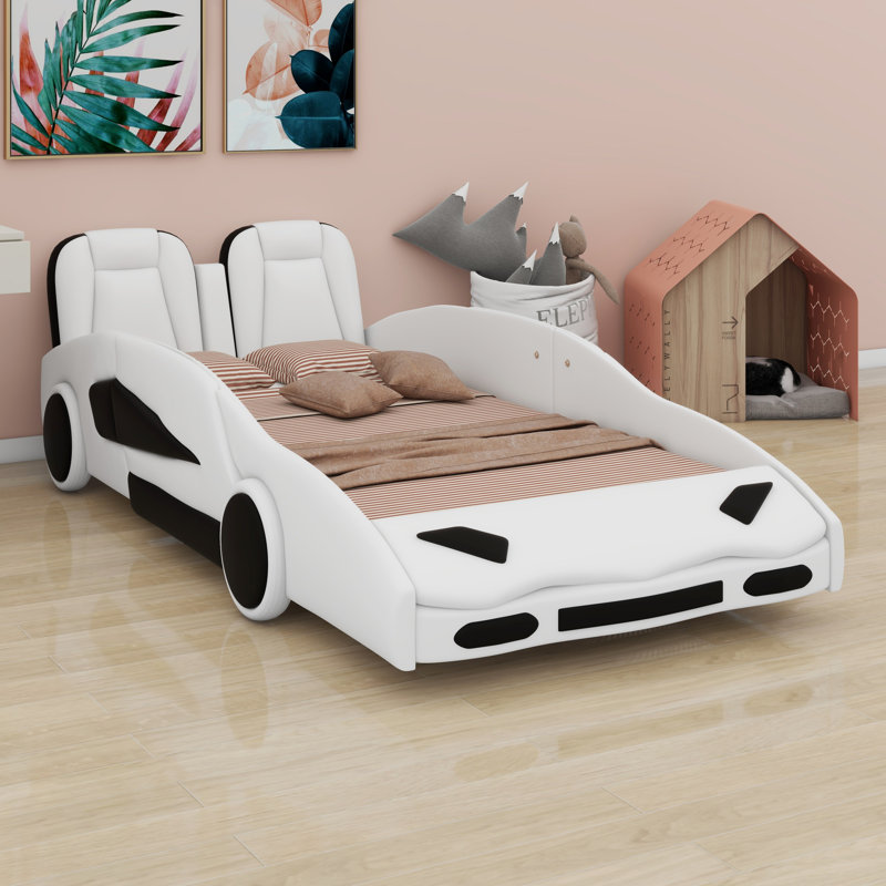 Lit plateforme avec roulettes Race, Blanc