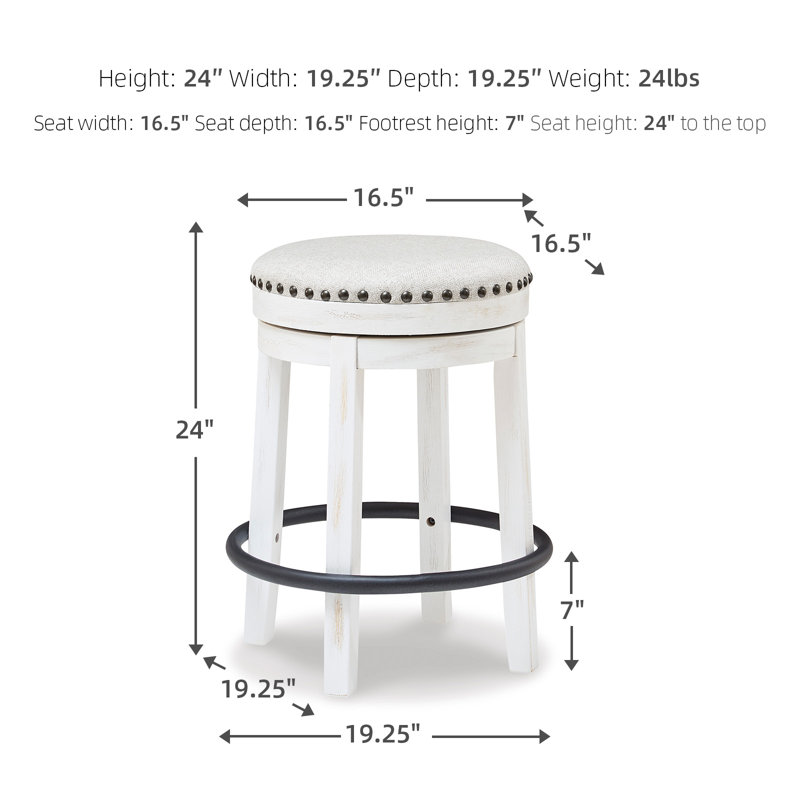 Daiah Swivel Upholstered Counter Stool with Solid Wood Frame, 24
