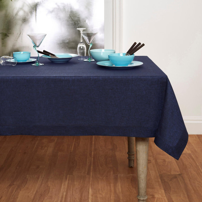 100% Pure Linen Tablecloth - Athena, Chambray Navy, 156" x 60"