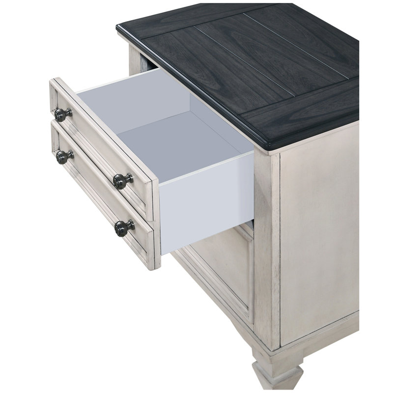 Magnifique table de bout à deux tons avec table de bout et deux tiroirs de rangement