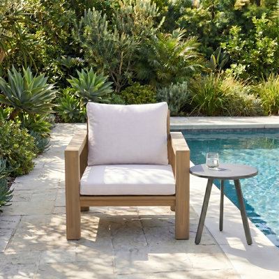 Chaise longue de patio en bois d'acacia avec coussin hydrofuge Zara