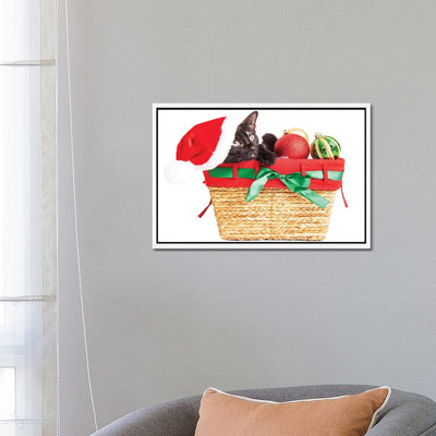 Cute Kitten In Christmas Basket by Susan Richey - Gallery-Wrapped Canvas Giclée on Canvas