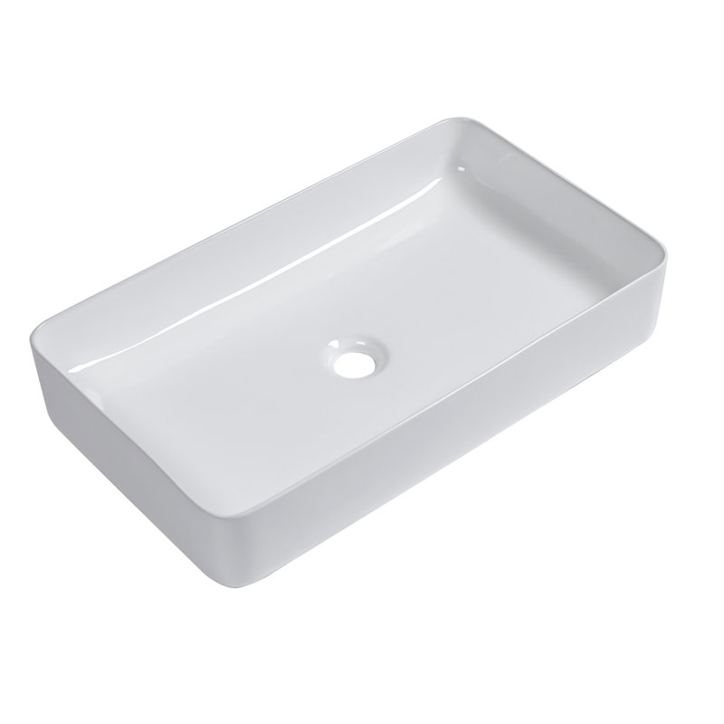 Elegant Design 24X14 Ceramic Rectangular Bathroom Sink - White, Stain-, For Multiple Locations Sleek Vessel Stain , All Areas