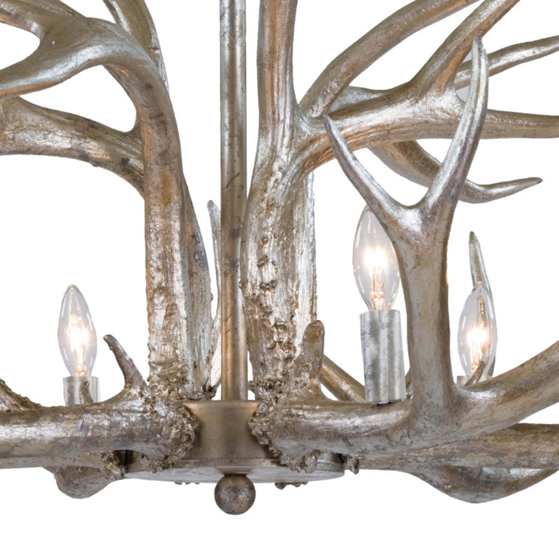 Antler Chandelier, Silver Leaf