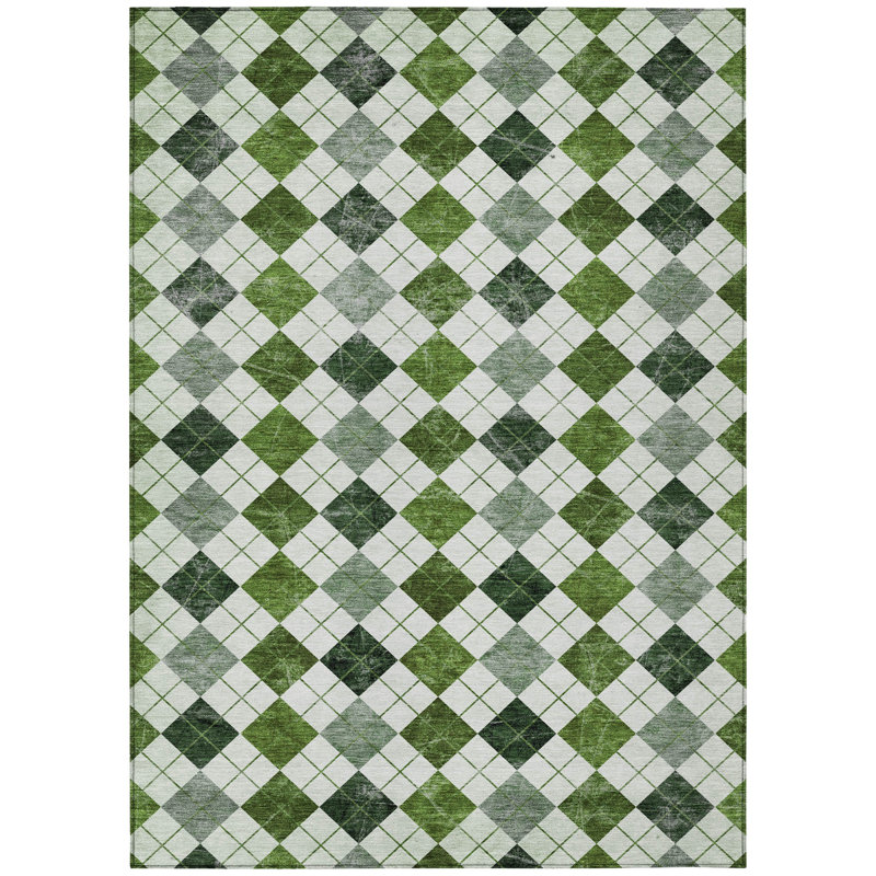 Machine Washable Indoor/Outdoor Kaczor ACN2237 Geometric Rug, Rectangle 9' x 12'