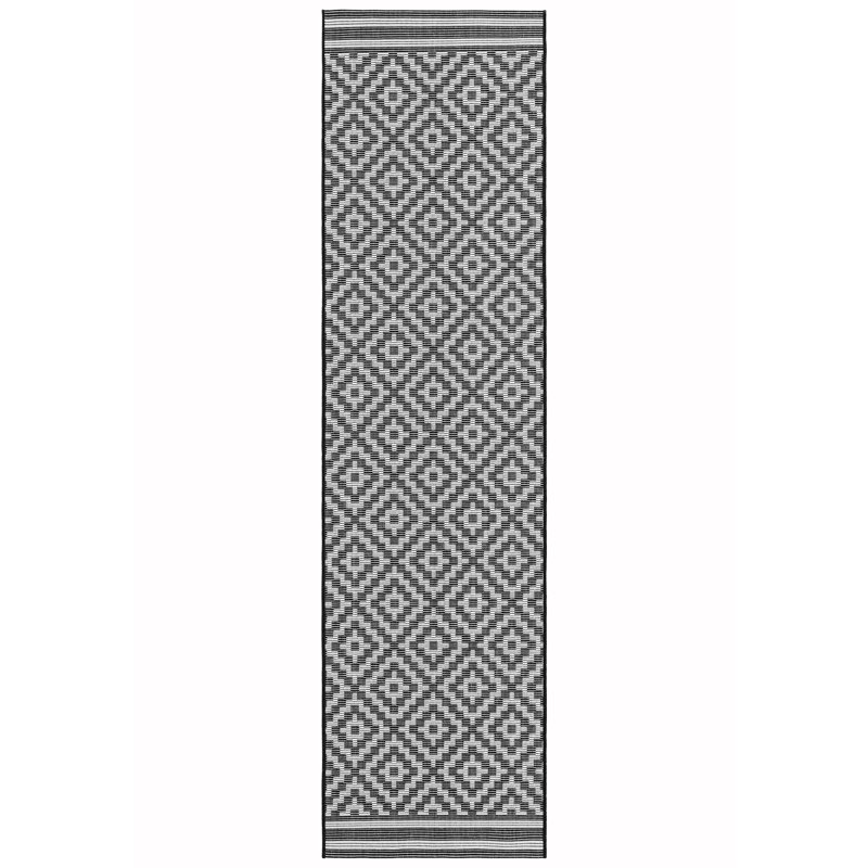 Aaima Patio Black / White Rug, Runner 66 x 240cm