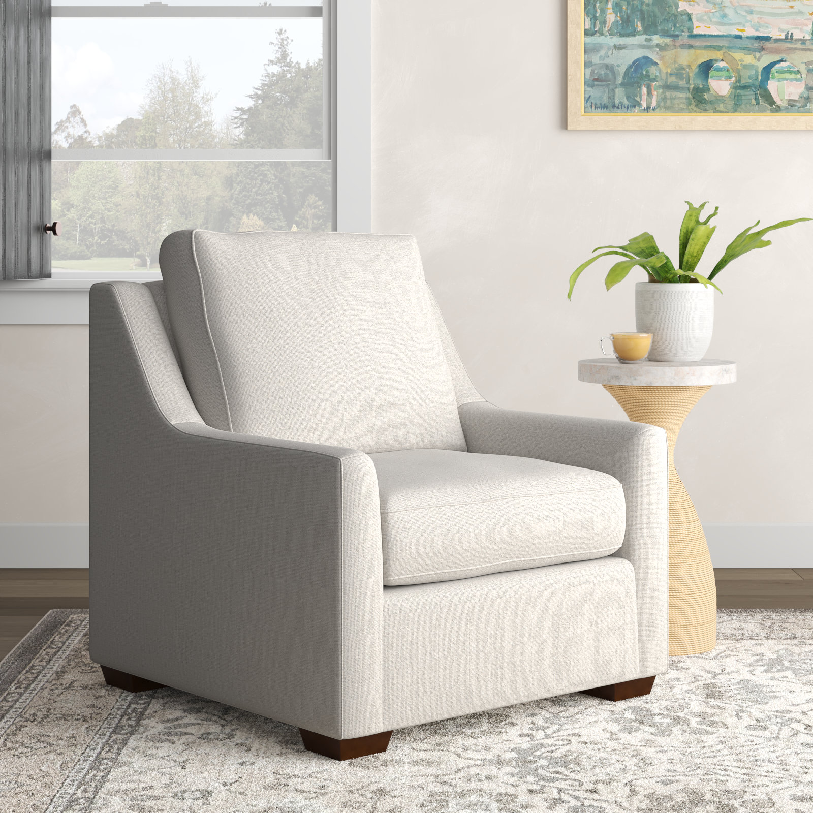 Gemi Upholstered Armchair, Bevin Natural