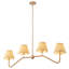 Lustre linéaire doré 4 lumières avec abat-jour tissé en rotin