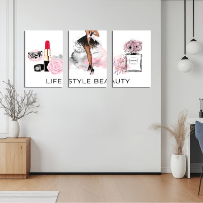 Ensemble de 3 impressions sur toile à lèvres parfumées