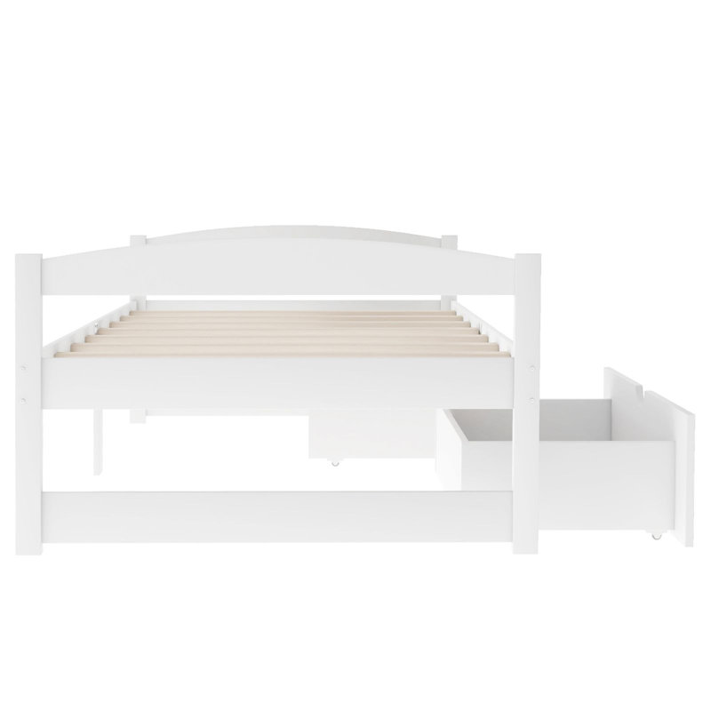 Lit plateforme simple avec rangement, Blanc