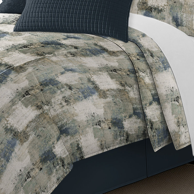 Jacqueline Coverlet Set, Super King Coverlet + 2 Shams, Charcoal Damask