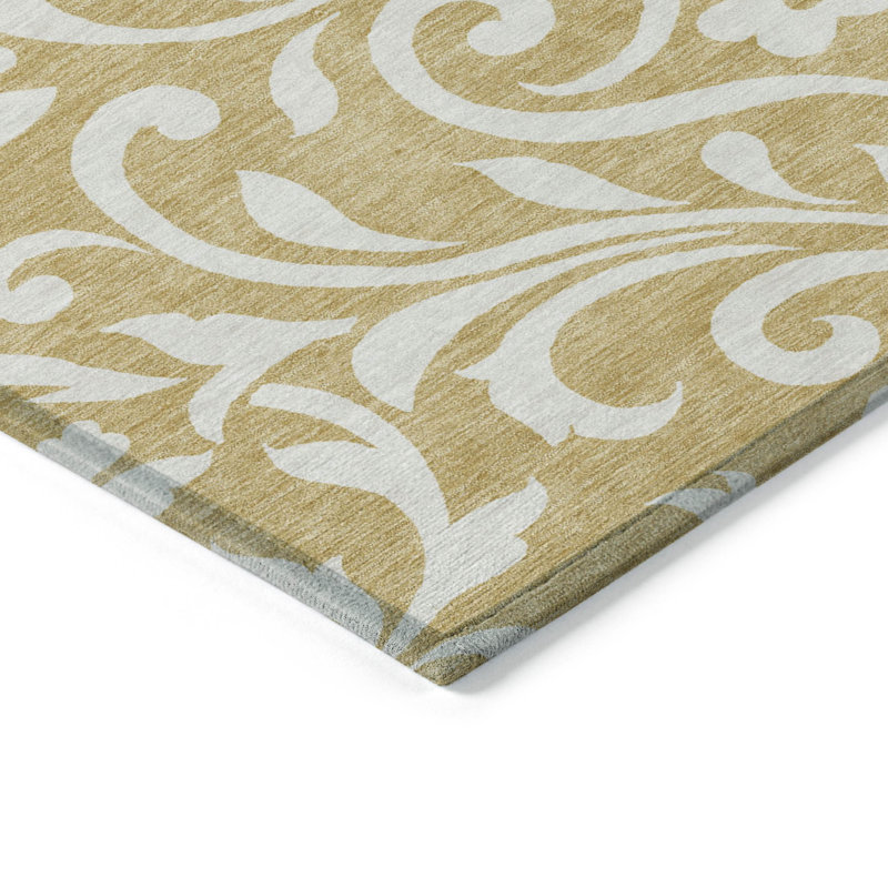 Malek Washable Floral Indoor / Outdoor Rug, Round 8'