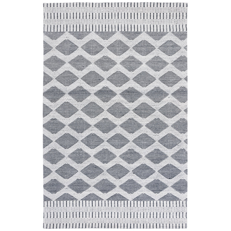 Allyx Hand Woven Wool/Cotton Geometric Rug in Ivory/Gray, Rectangle 5' x 8'