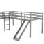 Lit mezzanine simple en L avec échelle et toboggan, gris