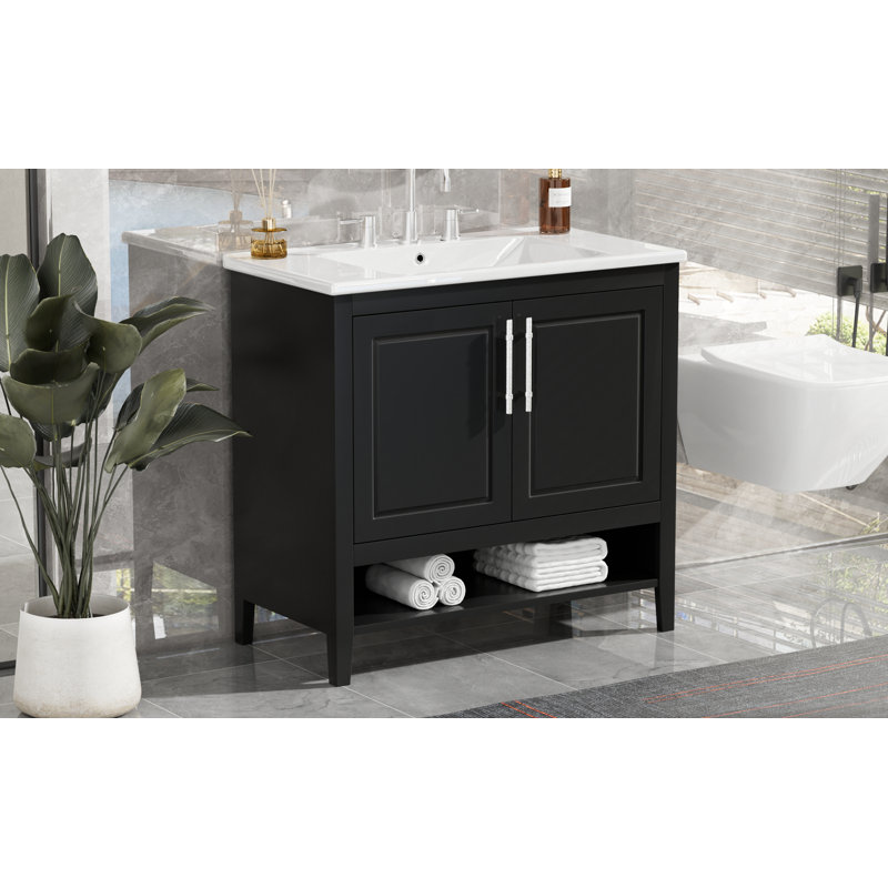 Meuble-lavabo multifonctionnel avec portes et tiroirs 36 po avec lavabo 36 po