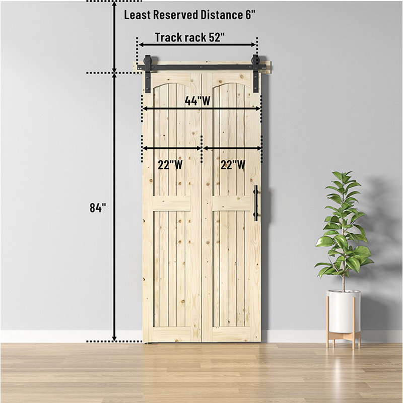 Portes de grange pliées en bois massif 84 po 84 po avec quincaillerie d'installation, 44 po x 84 po, Non fini