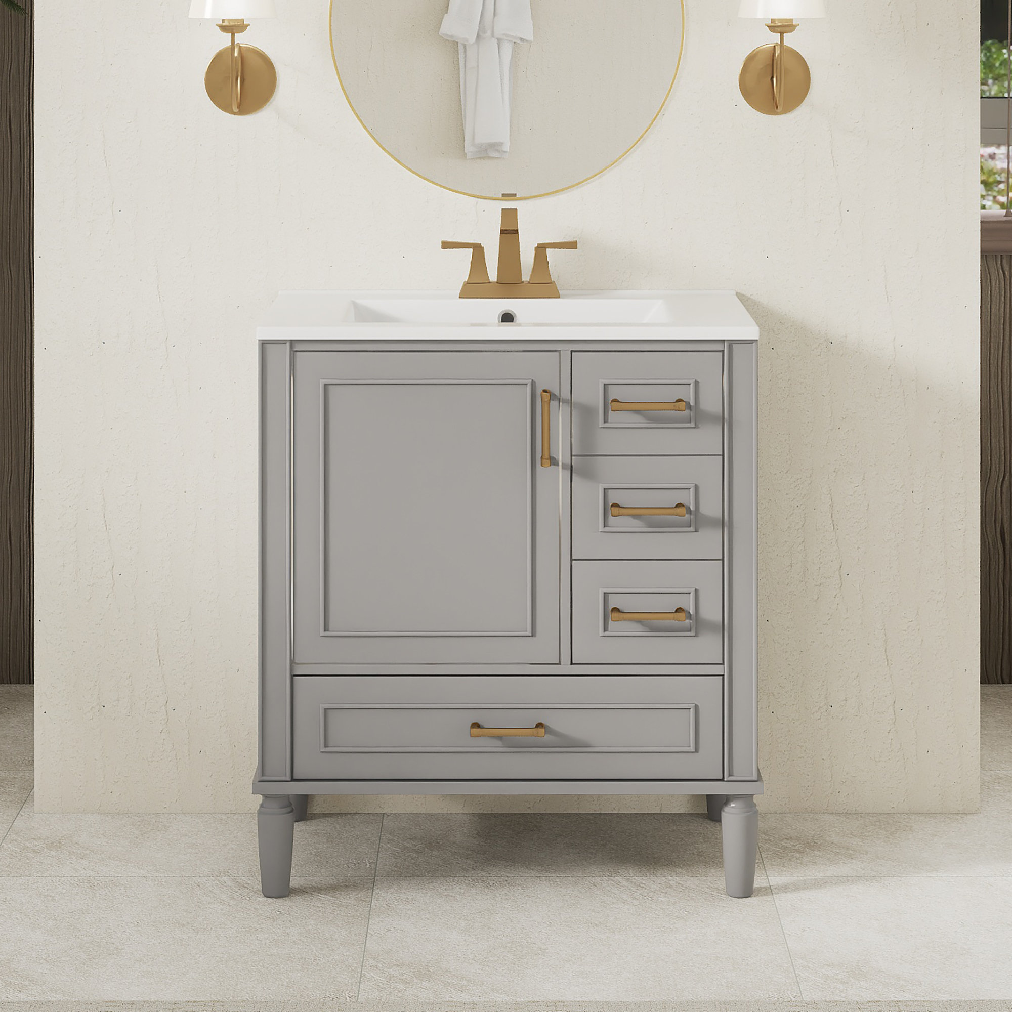 Red Barrel Studio® 30'' Freestanding Single Sink Bathroom Vanity With ...
