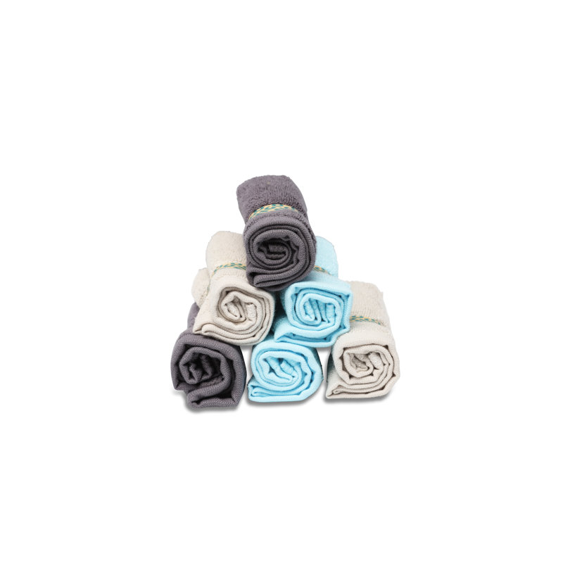 Rayon From Bamboo Washcloth, Charcoal/Beige/Blue