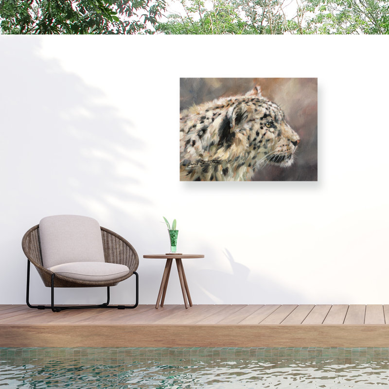 Toile d'extérieur David Stribble SNOW LEOPARD 86, H 14 po x l 19 po