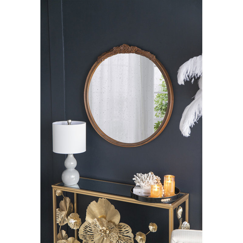 Cadre de miroir antique 30 po x 30 po, Brun
