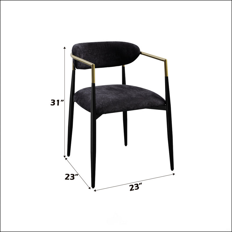 Chaise d'appoint en chenille noire et finition noire