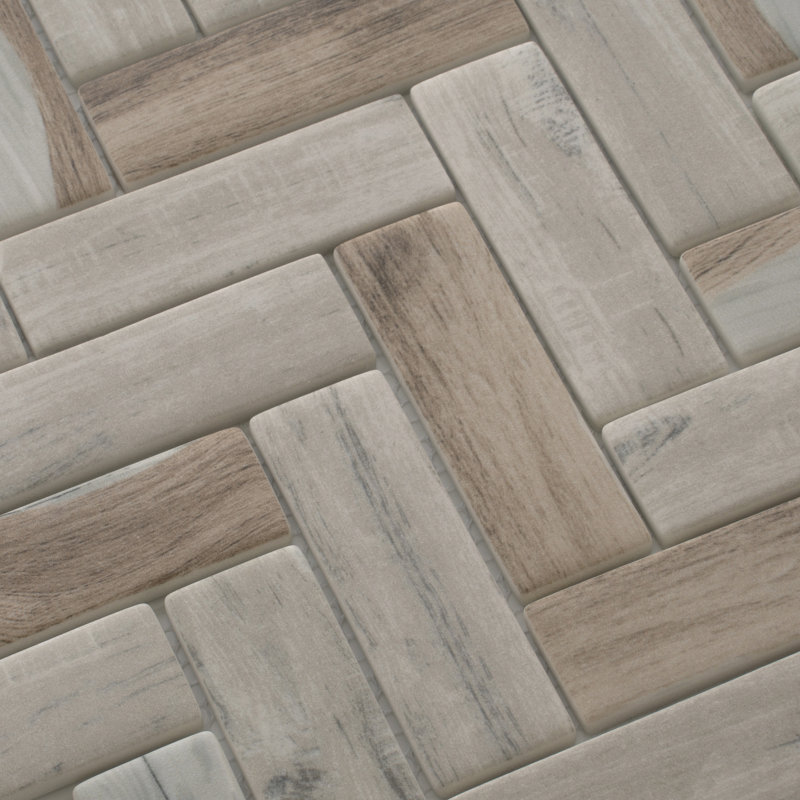 Aloha 1.2 in. x 3.9 in. Herringbone Matte Tile, Light Beige