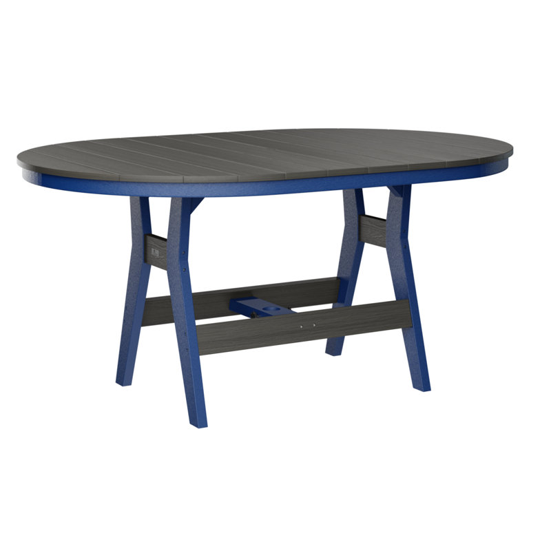 Table de bar berlinoise Berlin, Bleu pacifique, Gris côtier, 38.87" H x 64" W x 44" D