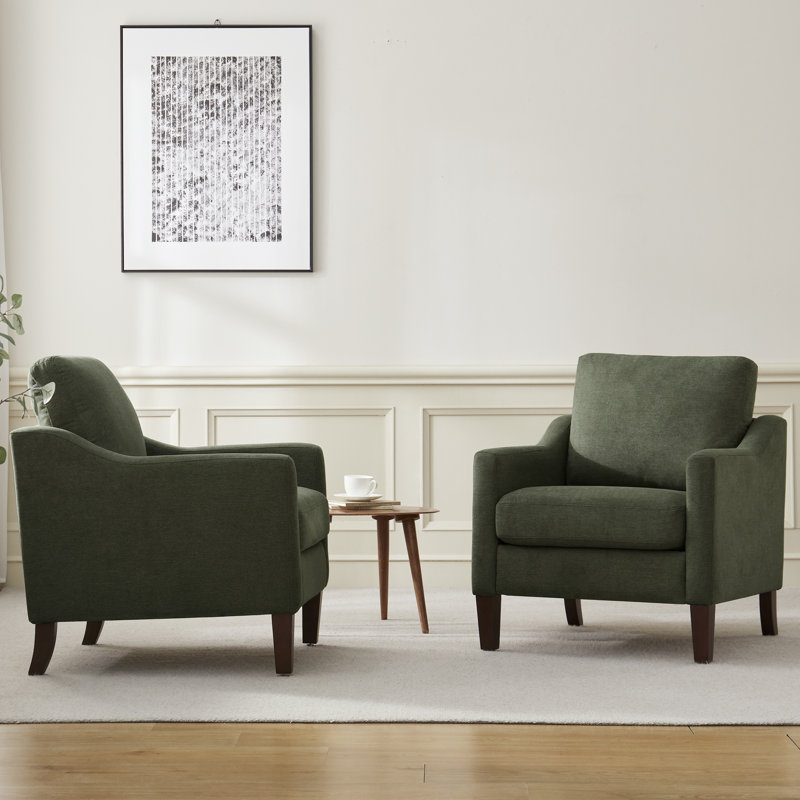 Fauteuil avec pieds en bois massif, Vert