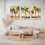 «Geometric Palm Trees», reproduction d'art moderne sur toile tendue sur toile abstraite (ensemble de 3)-14987089