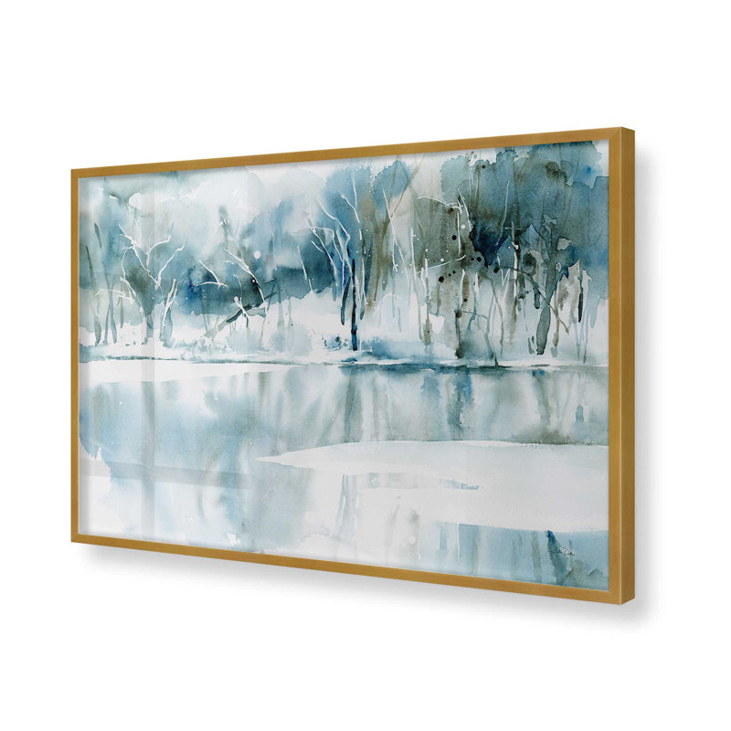 Imprimé sérénité «Frozen Forest», Cadre simple en or poli, H 9,25 po x l 11,25 po x P 1,25 po