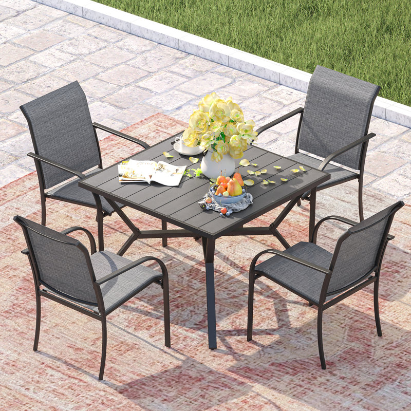 Beitris 4 - Person Patio Dining Set with Square Table, Gray