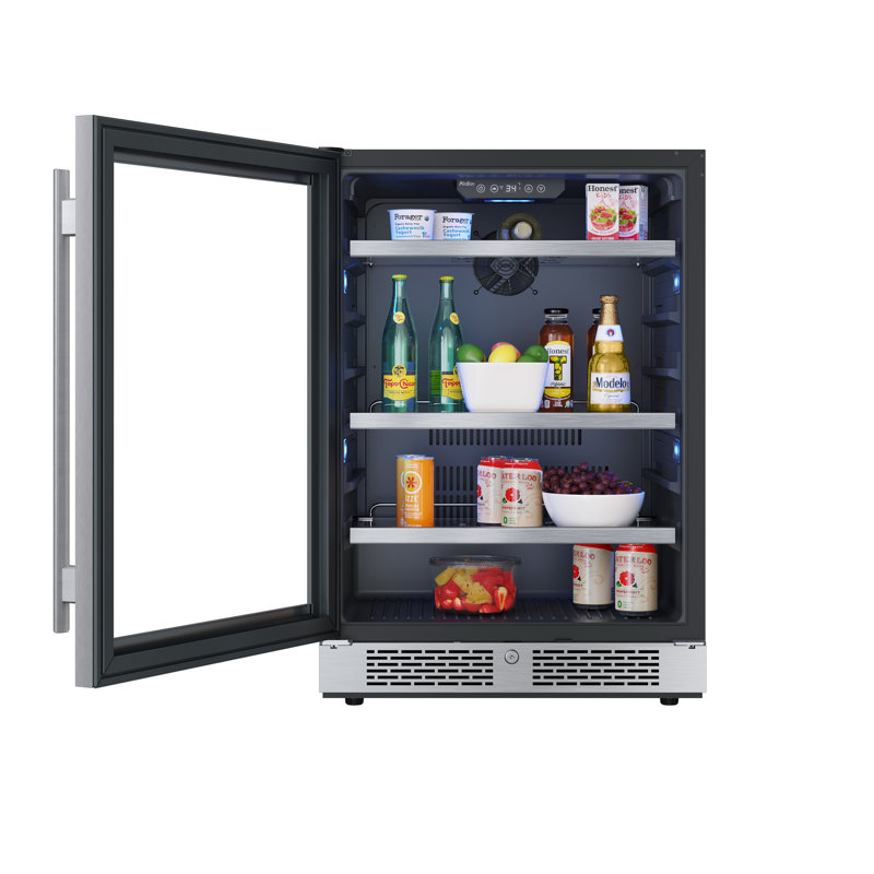 Avallon 23.8125'' W Convertible 140 Cans (12 oz.) Beverage Cooler with Glass Door, Left