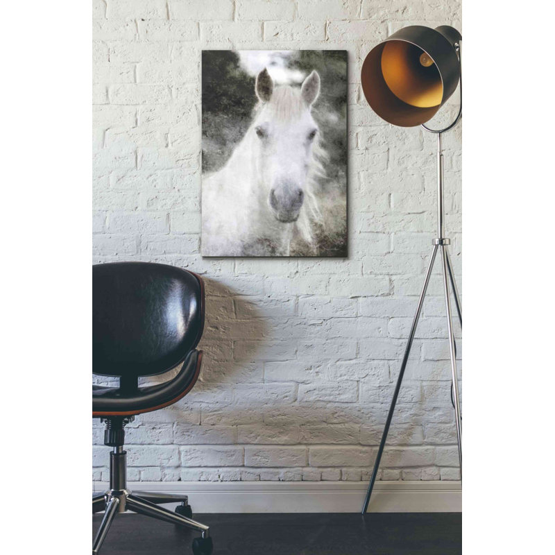 «White Horse Mystique» par Bluebird Barn - peinture sur toile tendue, H 26 po x l 26 po x P 0,75 po