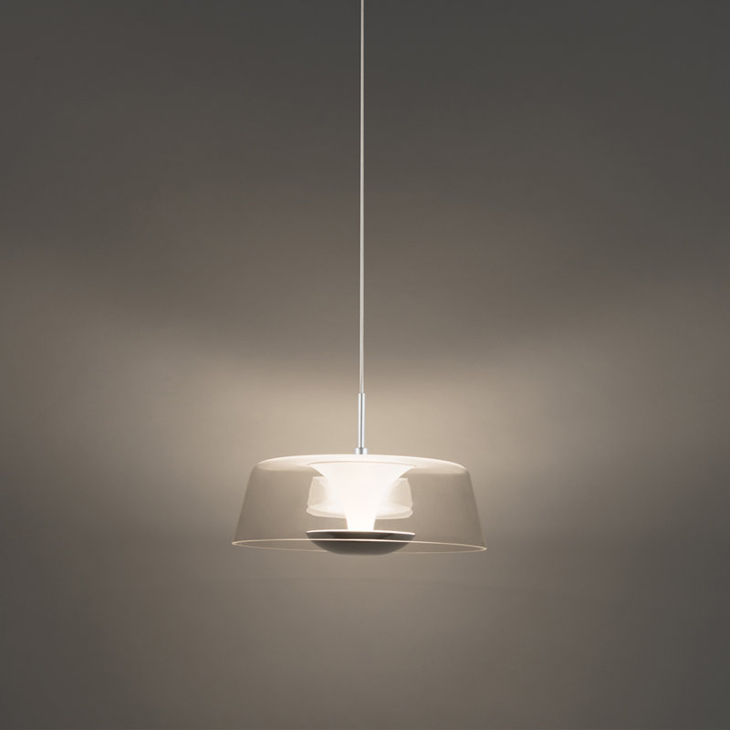 Branwen 9" Chrome Mini LED Pendant with White Opaque Glass
