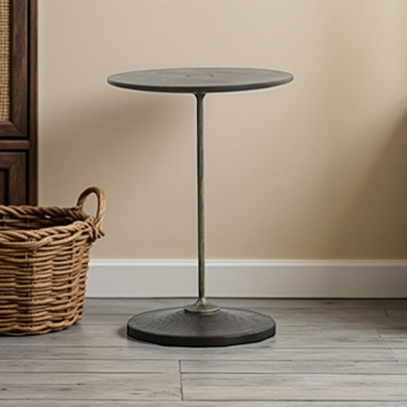 Table de bout en fer et en bois massif de style rétro
