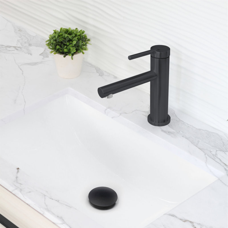 Robinet de salle de bain central élégant à une poignée 6 3/8 po Toria, Noir mat