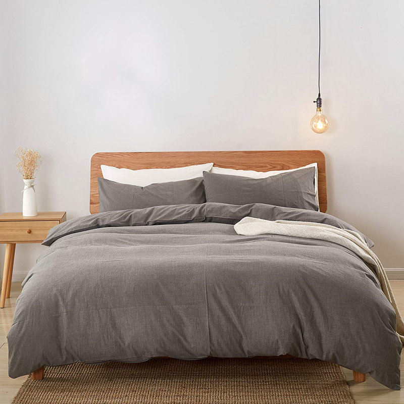 CTduvet Cover Cotton Duvet Cover, Light Gray, King Duvet Cover + 2 Pillow Cases