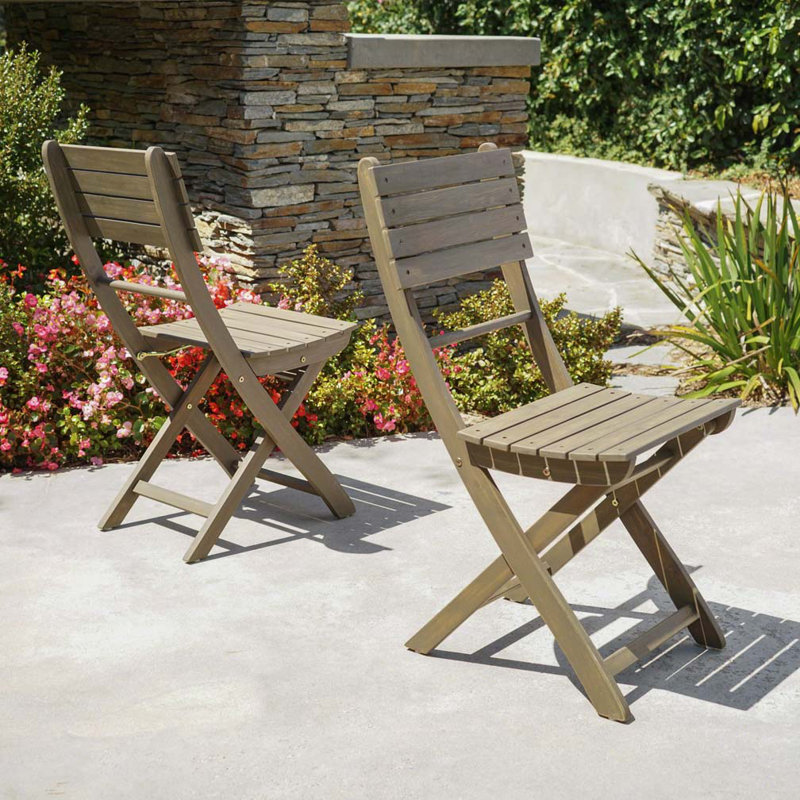 Outdoor Acacia Wood Chair, Gray