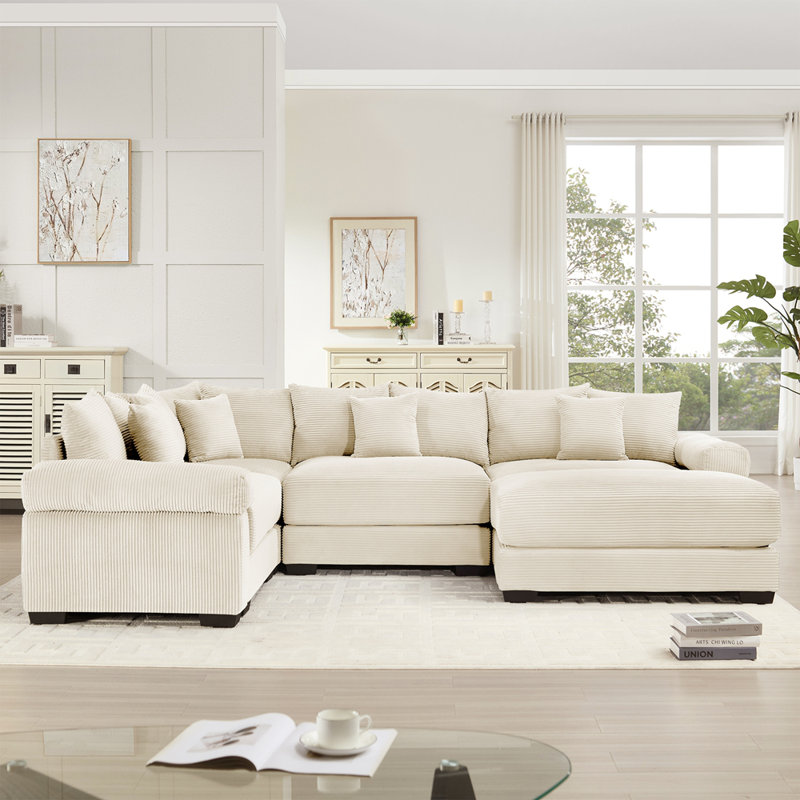 Canapé modulaire surdimensionné surdimensionné en nuage, canapé modulaire convertible, accoudoirs très épais avec repose-pieds