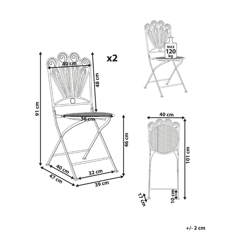 Folding Patio Dining Side Chair, Blue