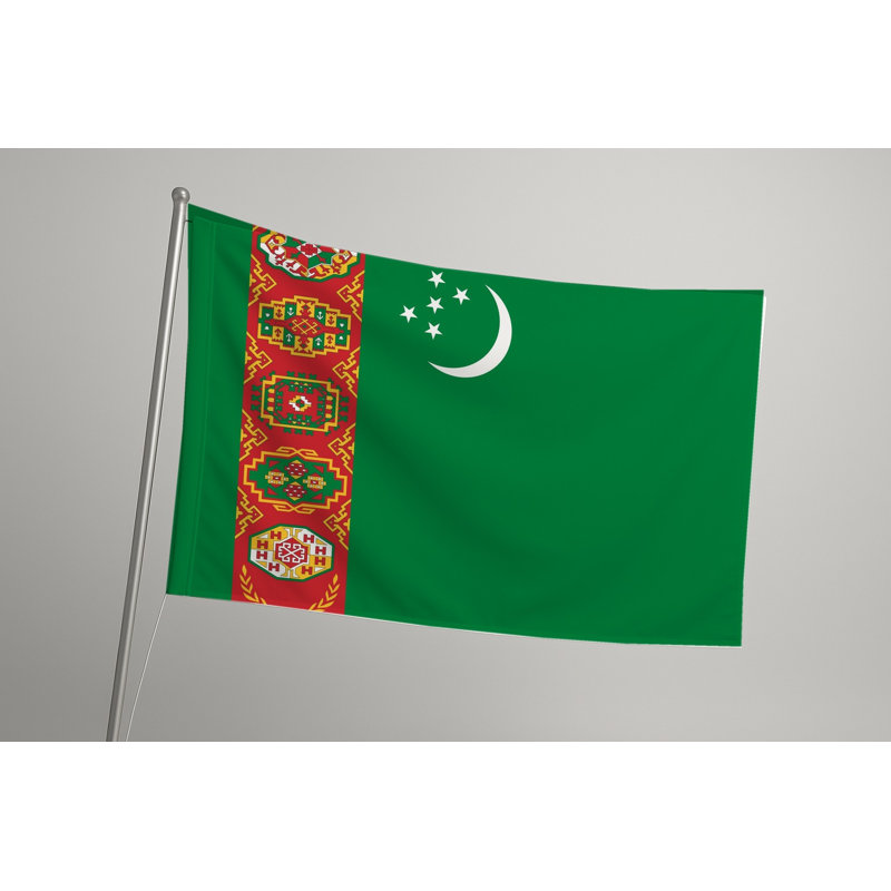 Drapeau du Turkménistan - drapeau extérieur, H 36 po x l 60 po