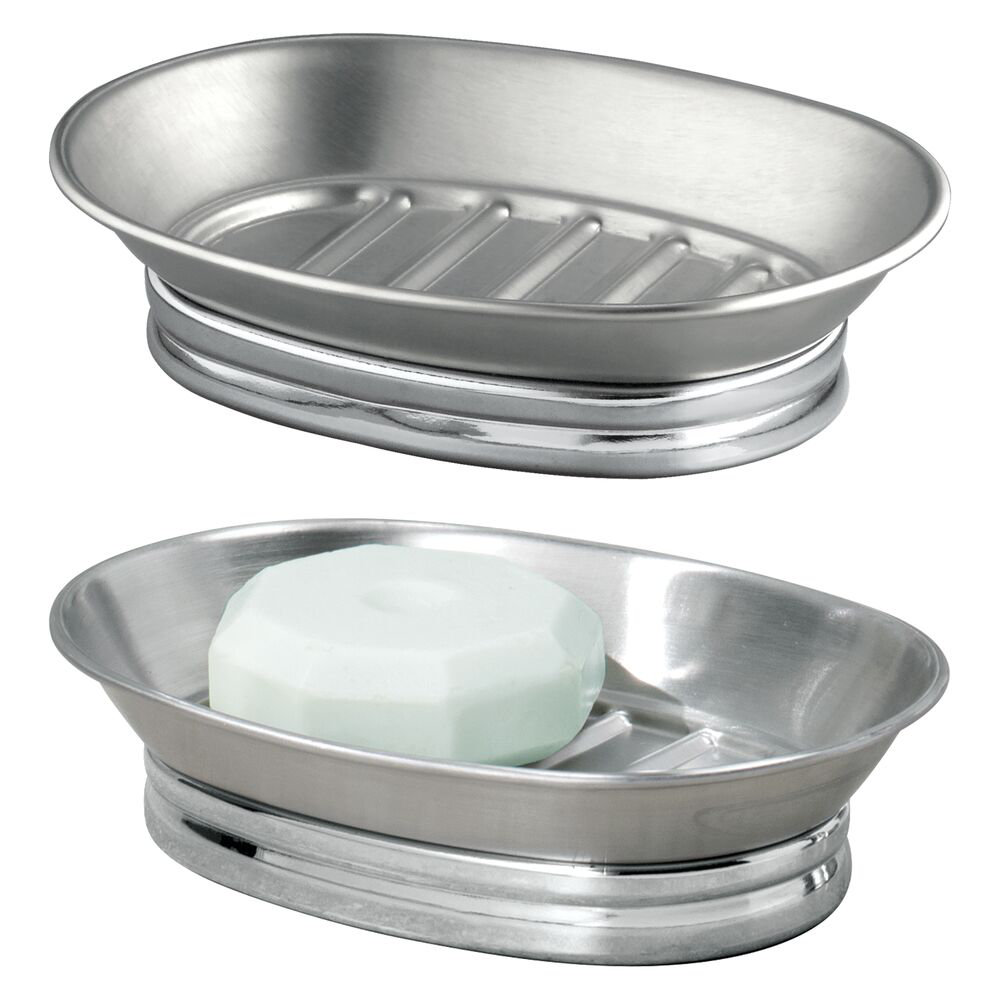 iDesign Soap Dish Holder for Bathroom Sink - Set of 2 - Split Finish ...