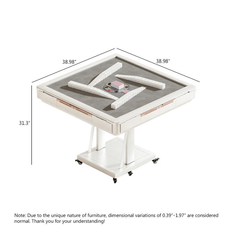 Table de mahjong pliable, multifonctionnelle, entièrement automatique et moderne, blanche, avec roulettes, pour règles chinoises, table à manger et table de poker.