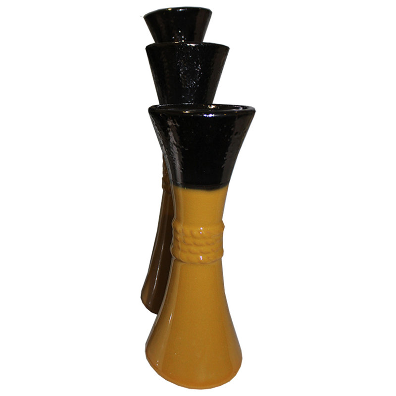Ensemble de chandelles en céramique 3 pièces Bouck, Jaune